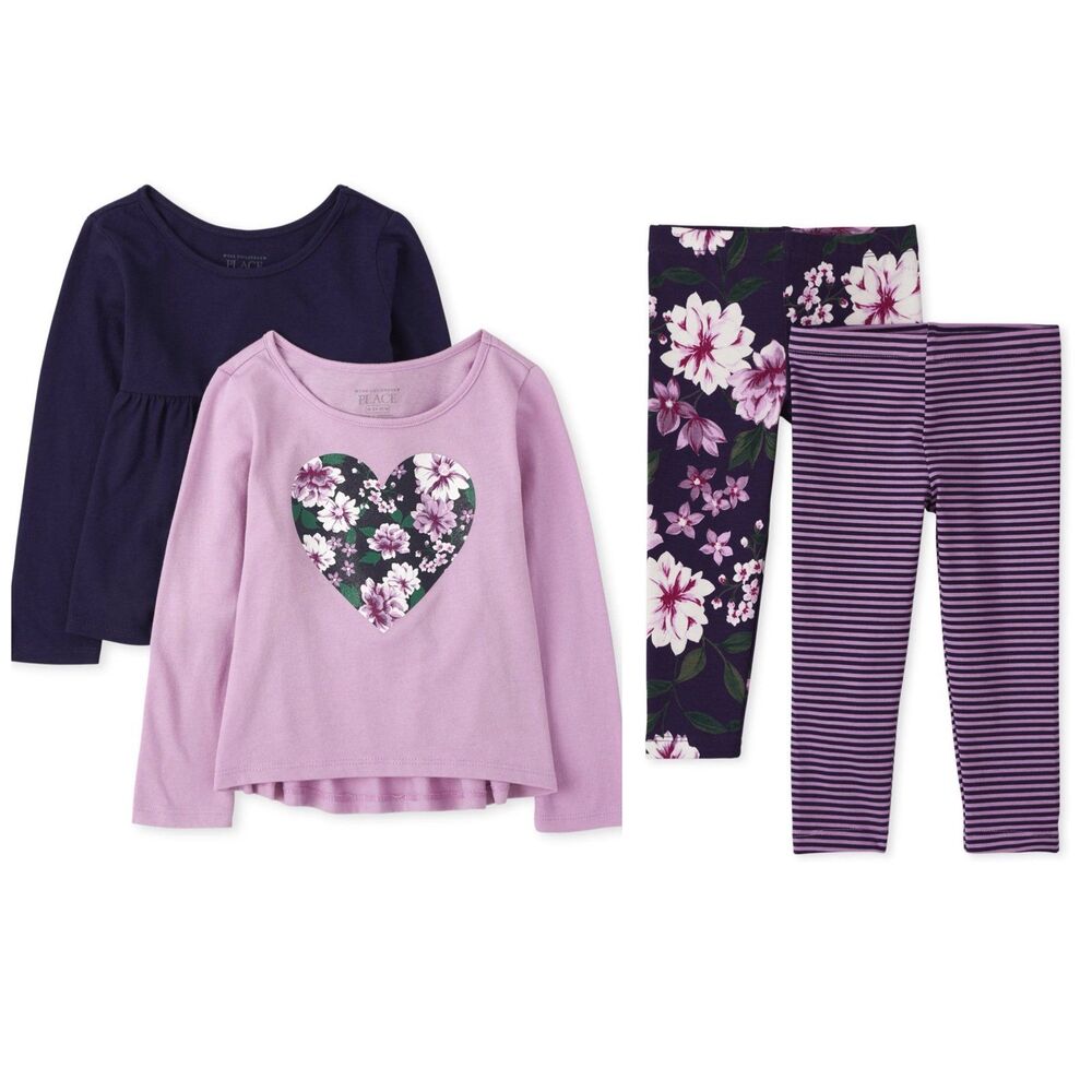 The Children’s Place Toddler Girls Heart Top 2-Pack & Print Leggings 2-Pack 3T